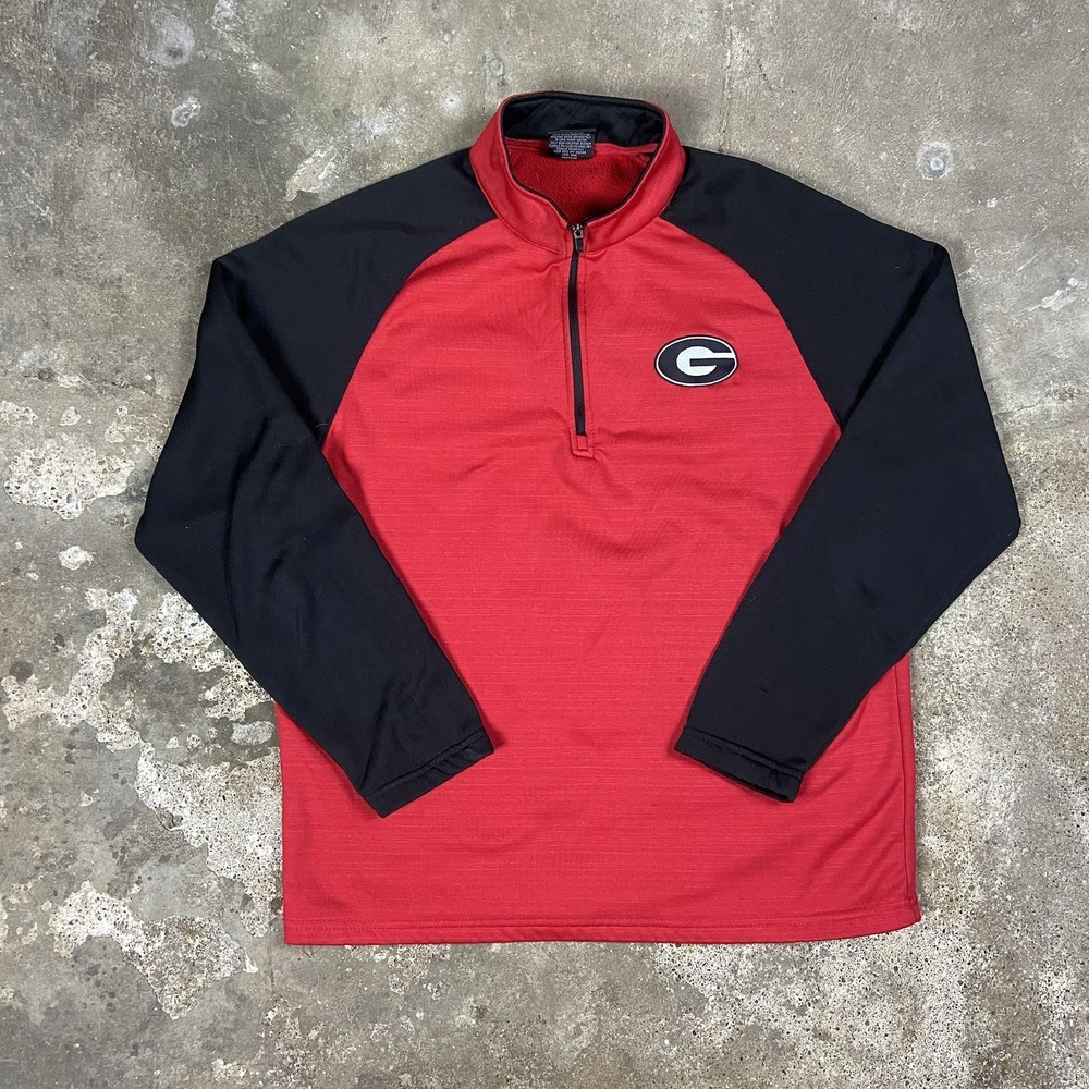 Colosseum Georgia Bulldogs 1/4 Zip Size Medium Red Black NCAA College Pullover